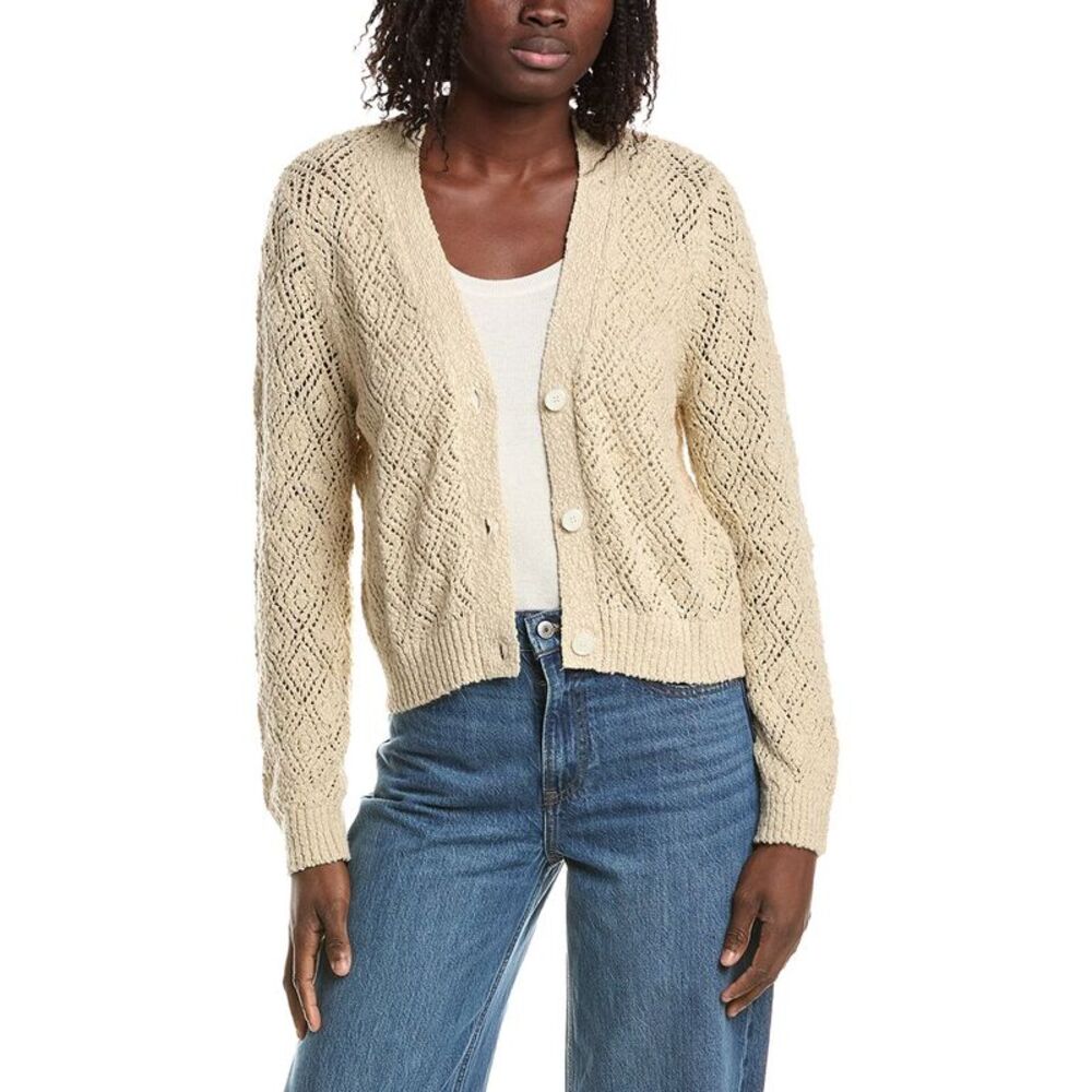 &Isla Womens  Odette Pointelle Cardigan, White